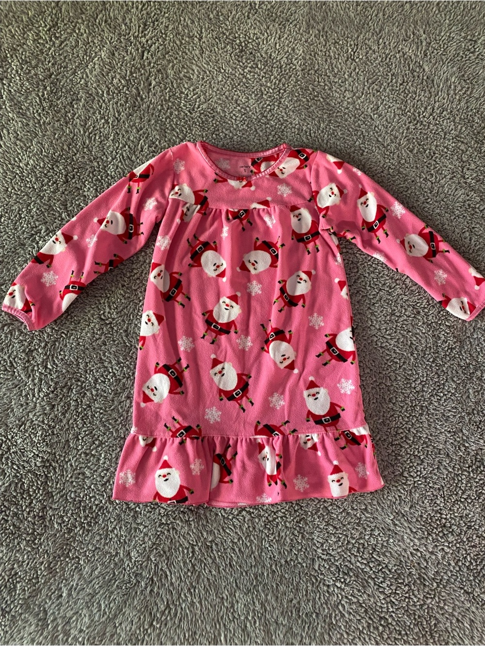 Christmas Nightgown Girls Size Small Santa Fleece Long Sleeves